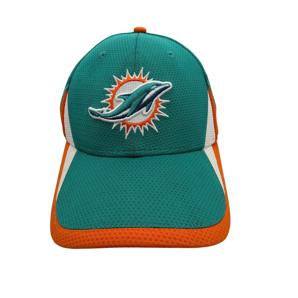 New Era 39THIRTY Miami Dolphins NFL Hat Mens Small-Medium Teal Orange Mesh Cap